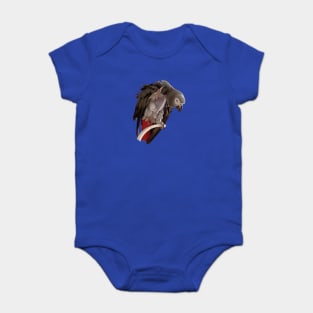 Einstein African Grey Parrot Waving, Bare Chest Baby Bodysuit